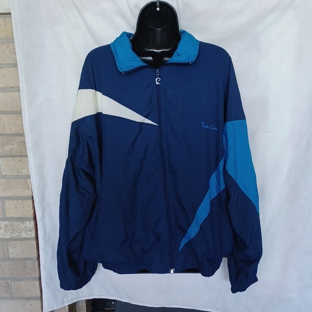 Pierre Cardin 90s vintage Windbreaker , navy, turquoise,  white, L